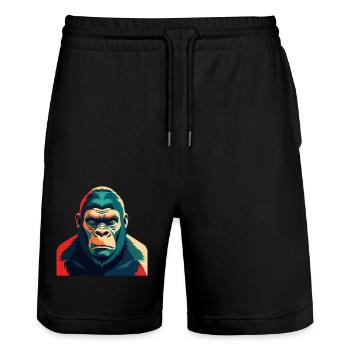 Gorilla Cartoon Character Colorful Pet Animal - Stanley/Stella Trainer Unisex Organic Jogging Shorts - black - Front - Nik (191cm) & Marisol (170cm)