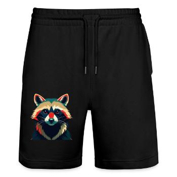 Raccoon Cartoon Character Colorful Pet Animal - Stanley/Stella Trainer Unisex Organic Jogging Shorts - black - Front - Nik (191cm) & Marisol (170cm)