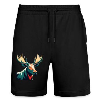 Elch Cartoon Figur Buntes Haustier Tier - Stanley/Stella Unisex Bio Joggingshorts Trainer  - Schwarz - Vorne - Nik (191cm) & Marisol (170cm)