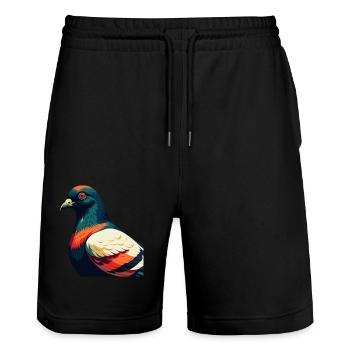 Pigeon Cartoon Character Colorful Pet Animal - Stanley/Stella Trainer Unisex Organic Jogging Shorts - black - Front - Nik (191cm) & Marisol (170cm)