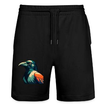 Crow Cartoon Character Colorful Pet Animal - Stanley/Stella Trainer Unisex Organic Jogging Shorts - black - Front - Nik (191cm) & Marisol (170cm)