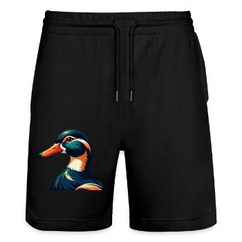 Canard Dessin Animé Personnage Animal De Compagnie Coloré - Short de jogging bio TRAINER Stanley/Stella unisexe - noir - Devant - Nik (191cm) & Marisol (170cm)