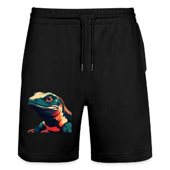 Lizard Cartoon Character Colorful Pet Animal - Stanley/Stella Trainer Unisex Organic Jogging Shorts - black - Front - Nik (191cm) & Marisol (170cm)