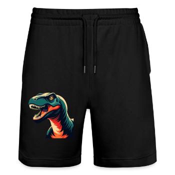 Dinosaur Cartoon Character Colorful Pet Animal - Stanley/Stella Trainer Unisex Organic Jogging Shorts - black - Front - Nik (191cm) & Marisol (170cm)