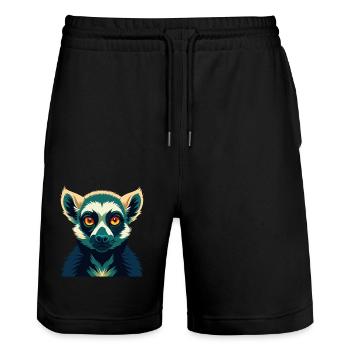 Lemur Cartoon Figur Buntes Haustier Tier - Stanley/Stella Unisex Bio Joggingshorts Trainer  - Schwarz - Vorne - Nik (191cm) & Marisol (170cm)