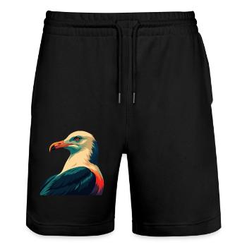 Seagull Cartoon Character Colorful Pet Animal - Stanley/Stella Trainer Unisex Organic Jogging Shorts - black - Front - Nik (191cm) & Marisol (170cm)
