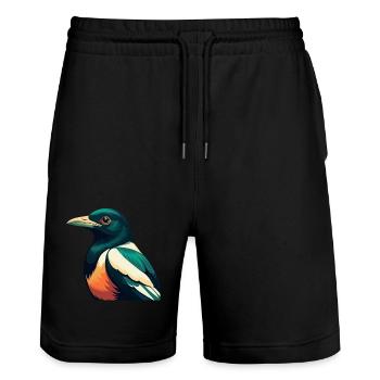 Pie Dessin animé Personnage Animal de compagnie coloré - Short de jogging bio TRAINER Stanley/Stella unisexe - noir - Devant - Nik (191cm) & Marisol (170cm)