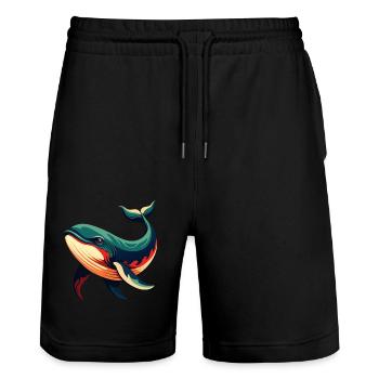 Wal Cartoon Figur Buntes Haustier Tier - Stanley/Stella Unisex Bio Joggingshorts Trainer  - Schwarz - Vorne - Nik (191cm) & Marisol (170cm)