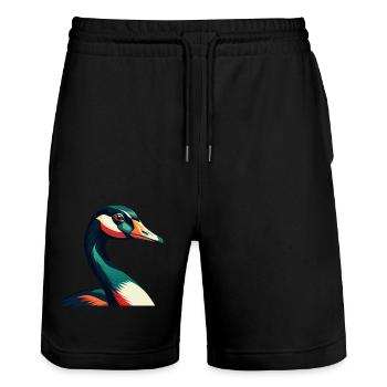 Oie Dessin Animé Personnage Animal Coloré Animal De Compagnie - Short de jogging bio TRAINER Stanley/Stella unisexe - noir - Devant - Nik (191cm) & Marisol (170cm)