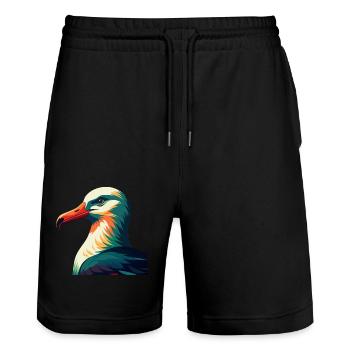 Albatross Zeichentrickfigur Buntes Haustier Tier - Stanley/Stella Unisex Bio Joggingshorts Trainer  - Schwarz - Vorne - Nik (191cm) & Marisol (170cm)