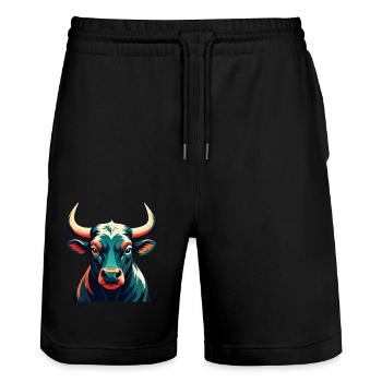 Bulle Cartoon Figur Buntes Haustier Tier - Stanley/Stella Unisex Bio Joggingshorts Trainer  - Schwarz - Vorne - Nik (191cm) & Marisol (170cm)