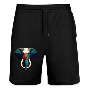 Elephant Cartoon Character Colorful Pet Animal - Stanley/Stella Trainer Unisex Organic Jogging Shorts - black - Front - Nik (191cm) & Marisol (170cm)