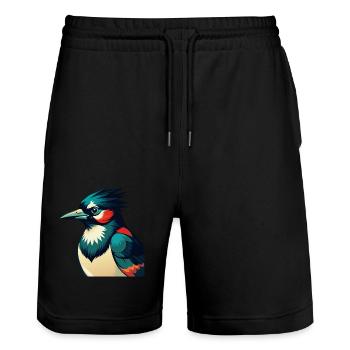 Blauhäher Zeichentrickfigur Buntes Haustier Tier - Stanley/Stella Unisex Bio Joggingshorts Trainer  - Schwarz - Vorne - Nik (191cm) & Marisol (170cm)
