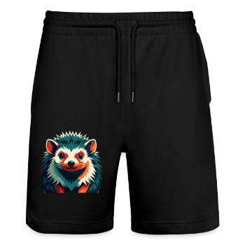 Igel Zeichentrickfigur Buntes Haustier Tier - Stanley/Stella Unisex Bio Joggingshorts Trainer  - Schwarz - Vorne - Nik (191cm) & Marisol (170cm)
