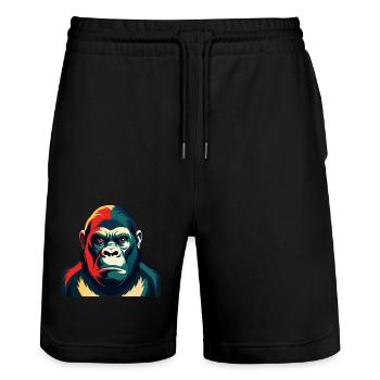Gorilla Cartoon Character Colorful Pet Animal - Stanley/Stella Trainer Unisex Organic Jogging Shorts - black - Front - Nik (191cm) & Marisol (170cm)