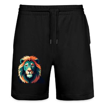 Löwe Zeichentrickfigur Buntes Haustier Tier - Stanley/Stella Unisex Bio Joggingshorts Trainer  - Schwarz - Vorne - Nik (191cm) & Marisol (170cm)