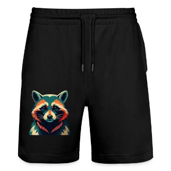 Raton laveur Personnage De Dessin Animé Animal De Compagnie Coloré - Short de jogging bio TRAINER Stanley/Stella unisexe - noir - Devant - Nik (191cm) & Marisol (170cm)