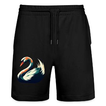 Schwan Cartoon Figur Buntes Haustier Tier - Stanley/Stella Unisex Bio Joggingshorts Trainer  - Schwarz - Vorne - Nik (191cm) & Marisol (170cm)