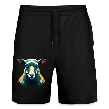 Sheep Cartoon Character Colorful Pet Animal - Stanley/Stella Trainer Unisex Organic Jogging Shorts - black - Front - Nik (191cm) & Marisol (170cm)