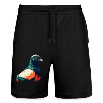 Taube Cartoon Figur Buntes Haustier Tier - Stanley/Stella Unisex Bio Joggingshorts Trainer  - Schwarz - Vorne - Nik (191cm) & Marisol (170cm)