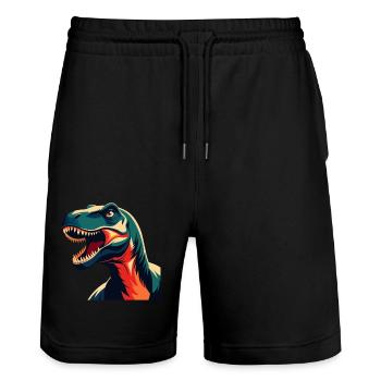 Dinosaur Cartoon Character Colorful Pet Animal - Stanley/Stella Trainer Unisex Organic Jogging Shorts - black - Front - Nik (191cm) & Marisol (170cm)