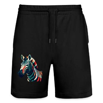 Zebra Cartoon Character Colorful Pet Animal - Stanley/Stella Trainer Unisex Organic Jogging Shorts - black - Front - Nik (191cm) & Marisol (170cm)