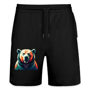Eisbär Zeichentrickfigur Buntes Haustier Tier - Stanley/Stella Unisex Bio Joggingshorts Trainer  - Schwarz - Vorne - Nik (191cm) & Marisol (170cm)