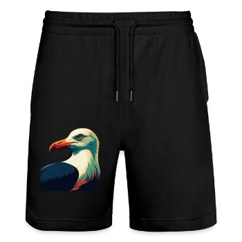 Möwe Zeichentrickfigur Buntes Haustier Tier - Stanley/Stella Unisex Bio Joggingshorts Trainer  - Schwarz - Vorne - Nik (191cm) & Marisol (170cm)