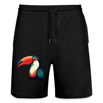 Toucan Cartoon Character Colorful Pet Animal - Stanley/Stella Trainer Unisex Organic Jogging Shorts - black - Front - Nik (191cm) & Marisol (170cm)
