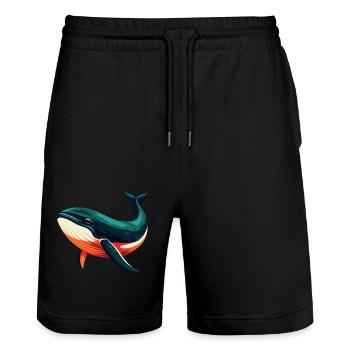 Whale Cartoon Character Colorful Pet Animal - Stanley/Stella Trainer Unisex Organic Jogging Shorts - black - Front - Nik (191cm) & Marisol (170cm)