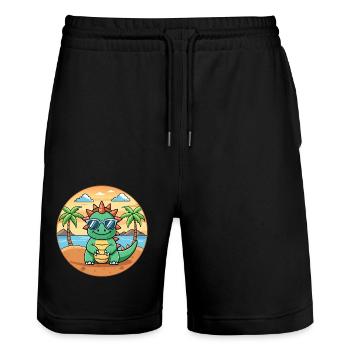 Dragon Funny Cartoon Summer Beach Sunglasses - Stanley/Stella Trainer Unisex Organic Jogging Shorts - black - Front - Nik (191cm) & Marisol (170cm)