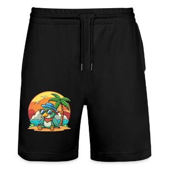 Colibri Drôle Dessin Animé Plage Lunettes De Soleil - Short de jogging bio TRAINER Stanley/Stella unisexe - noir - Devant - Nik (191cm) & Marisol (170cm)