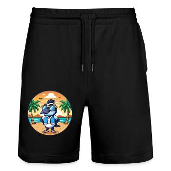 Elster Lustige Cartoon Sommer Strand Sonnenbrille - Stanley/Stella Unisex Bio Joggingshorts Trainer  - Schwarz - Vorne - Nik (191cm) & Marisol (170cm)