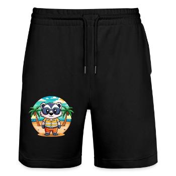 Badger Funny Cartoon Summer Beach Sunglasses - Stanley/Stella Trainer Unisex Organic Jogging Shorts - black - Front - Nik (191cm) & Marisol (170cm)