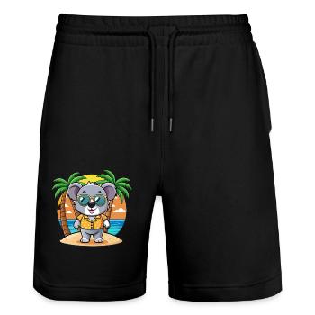 Koala Lustige Cartoon Sommer Strand Sonnenbrille - Stanley/Stella Unisex Bio Joggingshorts Trainer  - Schwarz - Vorne - Nik (191cm) & Marisol (170cm)