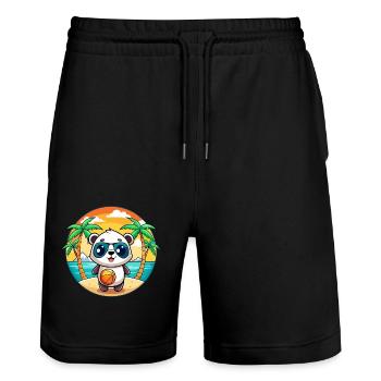Panda Lustige Cartoon Sommer Strand Sonnenbrille - Stanley/Stella Unisex Bio Joggingshorts Trainer  - Schwarz - Vorne - Nik (191cm) & Marisol (170cm)