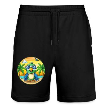 Papagei Lustige Cartoon Sommer Strand Sonnenbrille - Stanley/Stella Unisex Bio Joggingshorts Trainer  - Schwarz - Vorne - Nik (191cm) & Marisol (170cm)