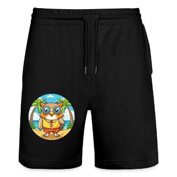 Eule Lustige Cartoon Sommer Strand Sonnenbrille - Stanley/Stella Unisex Bio Joggingshorts Trainer  - Schwarz - Vorne - Nik (191cm) & Marisol (170cm)
