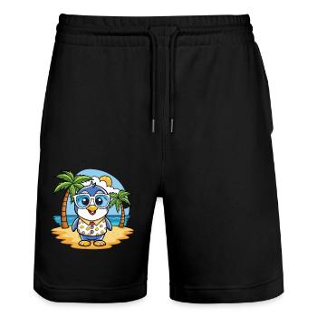 Pinguin Lustige Cartoon Sommer Strand Sonnenbrille - Stanley/Stella Unisex Bio Joggingshorts Trainer  - Schwarz - Vorne - Nik (191cm) & Marisol (170cm)