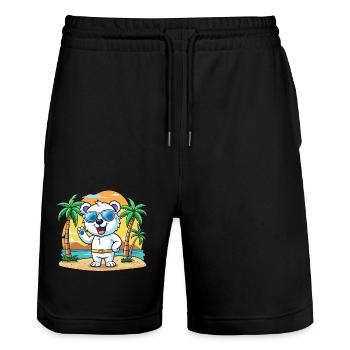 Eisbär Lustige Cartoon Sommer Strand Sonnenbrille - Stanley/Stella Unisex Bio Joggingshorts Trainer  - Schwarz - Vorne - Nik (191cm) & Marisol (170cm)