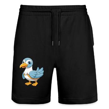 Albatross Cute Mascot Cartoon Character Kawaii - Stanley/Stella Trainer Unisex Organic Jogging Shorts - black - Front - Nik (191cm) & Marisol (170cm)