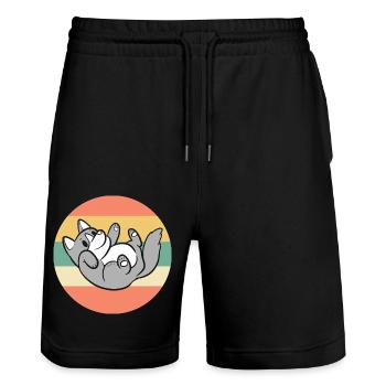 Corgi - Short de jogging bio TRAINER Stanley/Stella unisexe - noir - Devant - Nik (191cm) & Marisol (170cm)