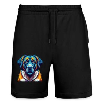 Anatolischer Schäferhund Rasse Karikatur Kawaii - Stanley/Stella Unisex Bio Joggingshorts Trainer  - Schwarz - Vorne - Nik (191cm) & Marisol (170cm)