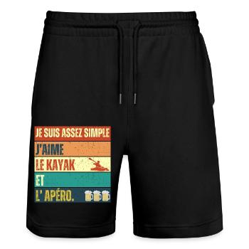 J' aime le kayak et l' apéro humour kayakiste - Short de jogging bio TRAINER Stanley/Stella unisexe - noir - Devant - Nik (191cm) & Marisol (170cm)