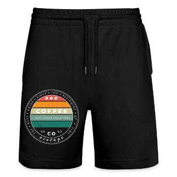 LOVE COFFEE - White - Stanley/Stella Unisex Bio Joggingshorts Trainer  - Schwarz - Vorne - Nik (191cm) & Marisol (170cm)