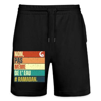 Non pas même de l' eau humour ramadan cadeau islam - Short de jogging bio TRAINER Stanley/Stella unisexe - noir - Devant - Nik (191cm) & Marisol (170cm)