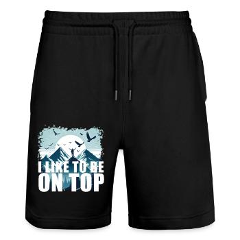 ICH MAG ES, OBEN ZU SEIN - Stanley/Stella Unisex Bio Joggingshorts Trainer  - Schwarz - Vorne - Nik (191cm) & Marisol (170cm)