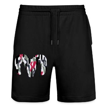 Dickhornschaf Camouflage – Wildnis pur - Stanley/Stella Unisex Bio Joggingshorts Trainer  - Schwarz - Vorne - Nik (191cm) & Marisol (170cm)