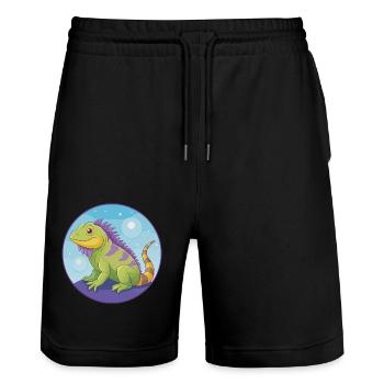 Iguana Cute Kawaii Cartoon Clipart Animal Pet - Stanley/Stella Trainer Unisex Organic Jogging Shorts - black - Front - Nik (191cm) & Marisol (170cm)