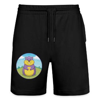 Groundhog Cute Kawaii Cartoon Clipart Animal Pet - Stanley/Stella Trainer Unisex Organic Jogging Shorts - black - Front - Nik (191cm) & Marisol (170cm)